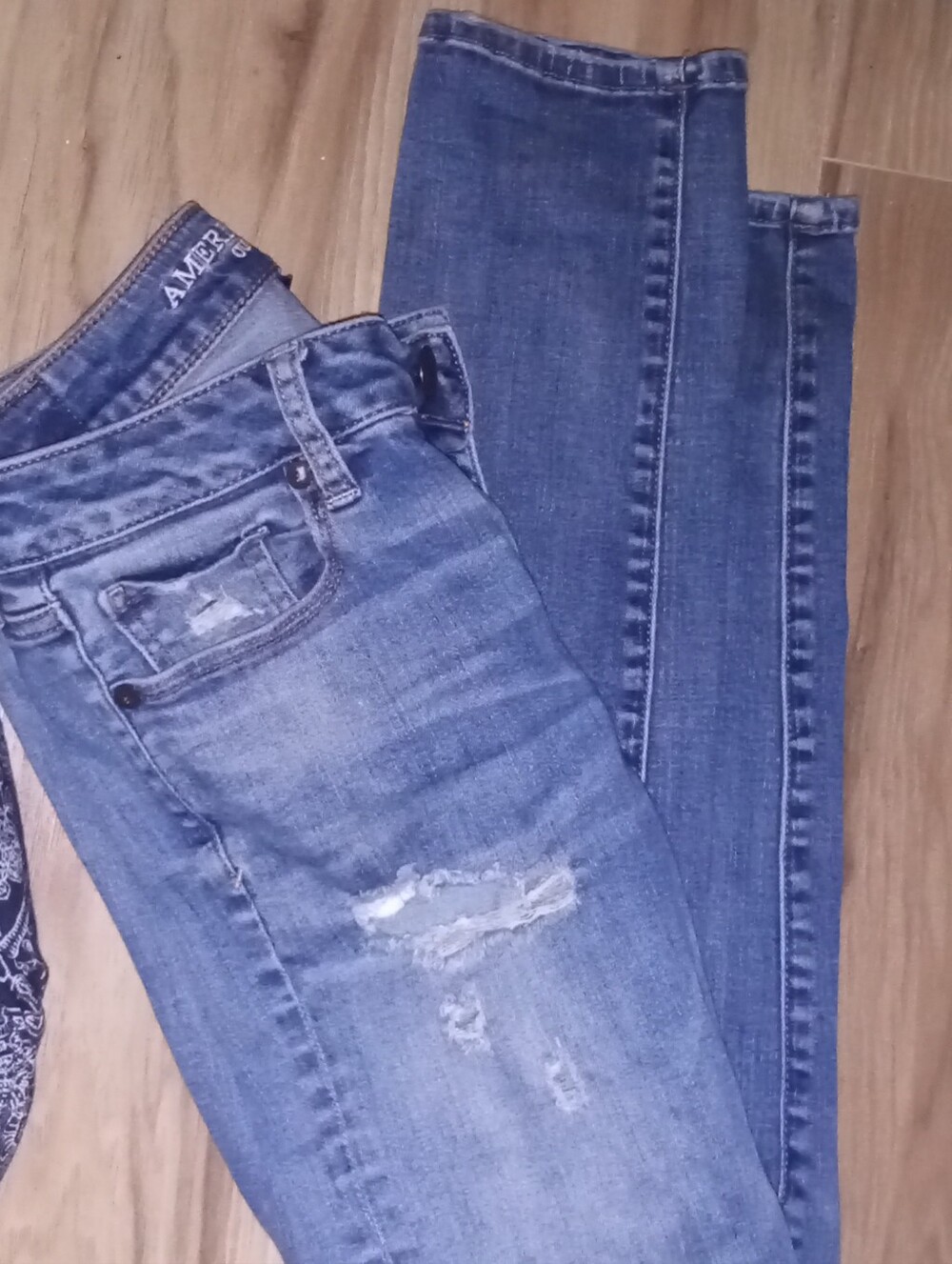 Blue Distressed Super Stretch X Women’s Skinny Jeans By AEO